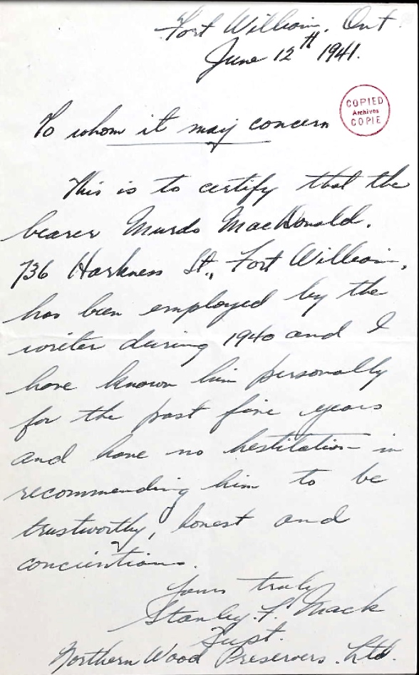 Letter of recommendation