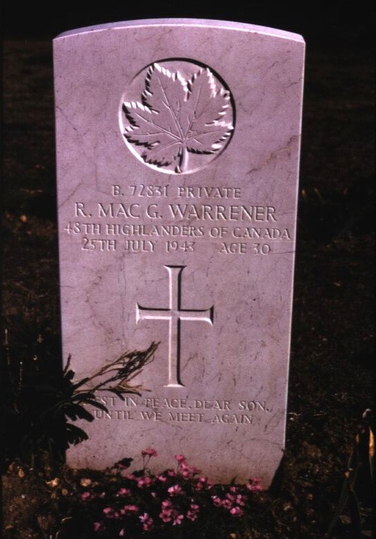 Headstone of Ronald MacGregor Warrener
