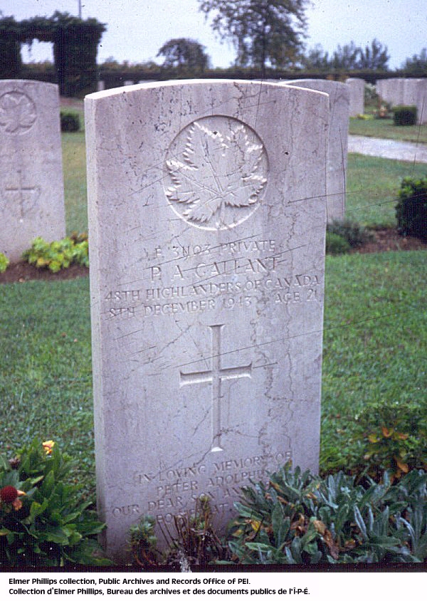 Grave marker for P.A. Gallant