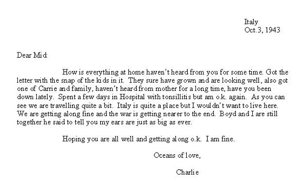 Transcripton of Letter (October 3, 1943)