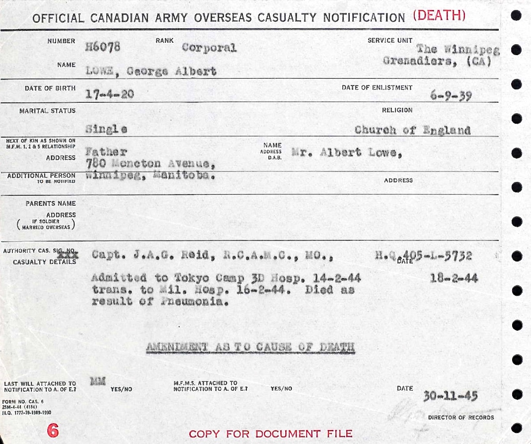 Notification of death