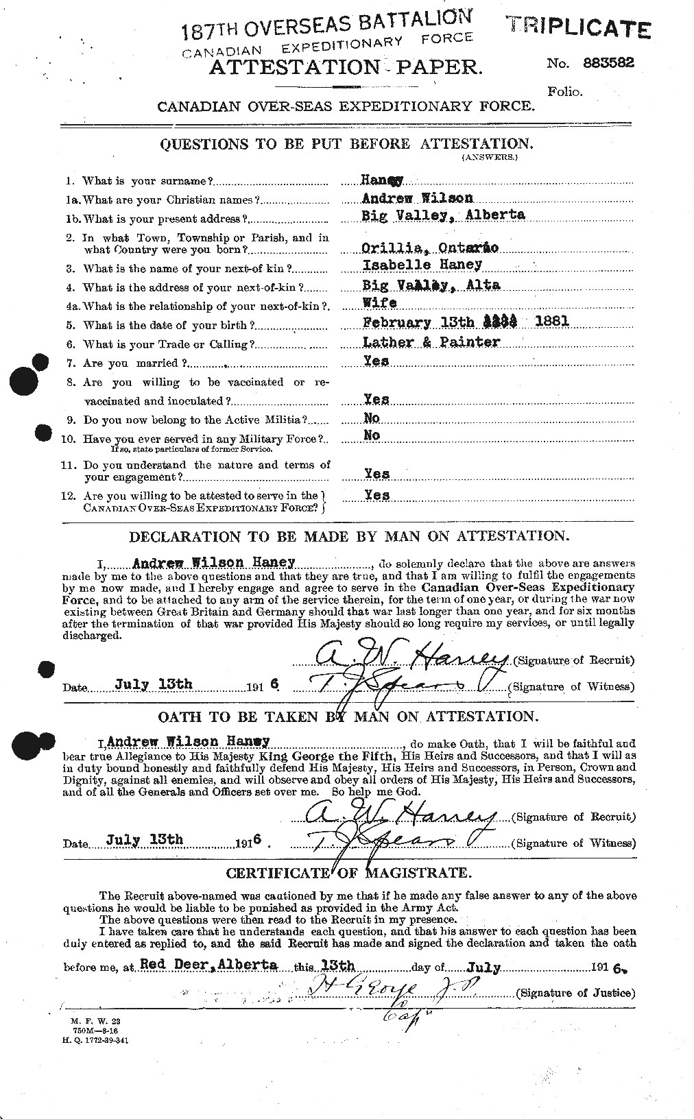 Attestation Paper (page 1)
