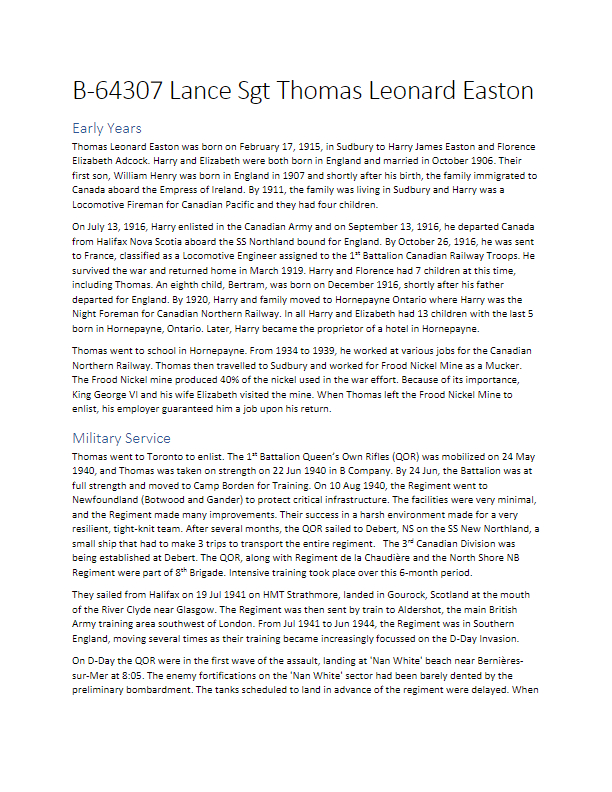 Biography of Thomas Easton Page 1