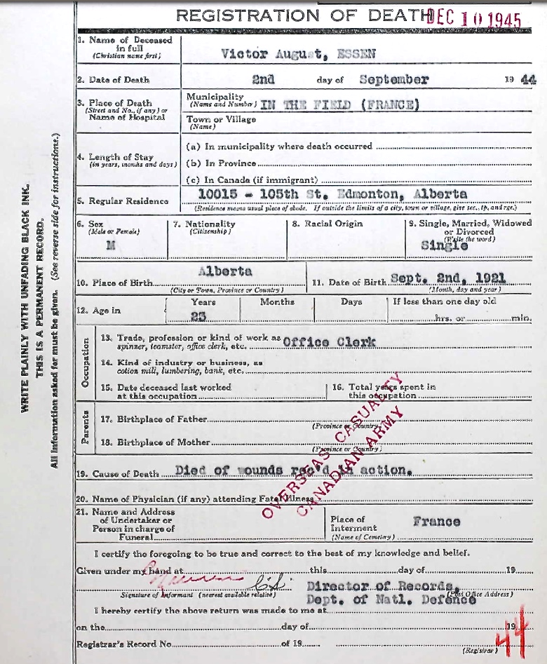 Notification of Death