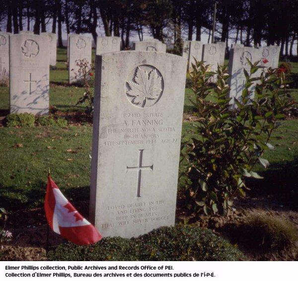 Grave marker for A. Fanning