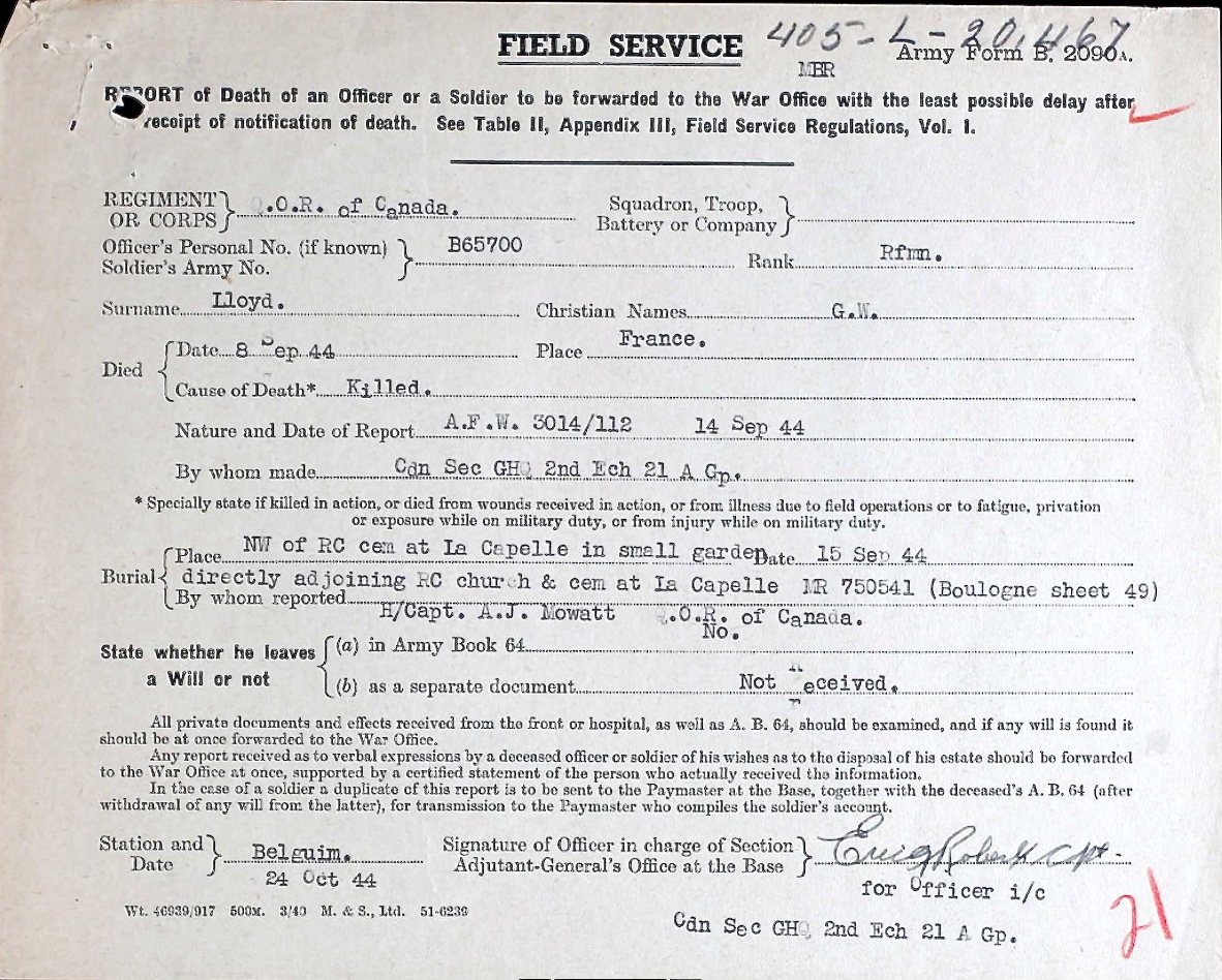 Notification of death