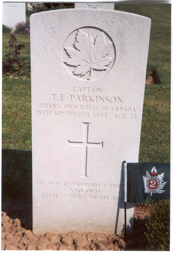 Grave marker for Thomas Parkinson