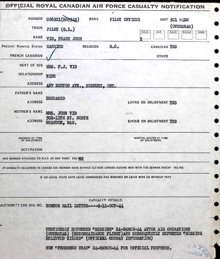 Notification of death