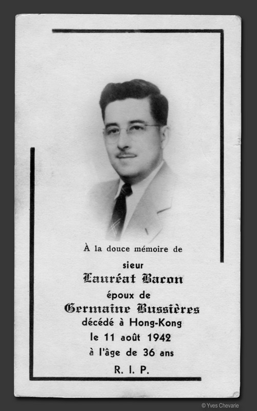Memoriam card for Lauréat Bacon