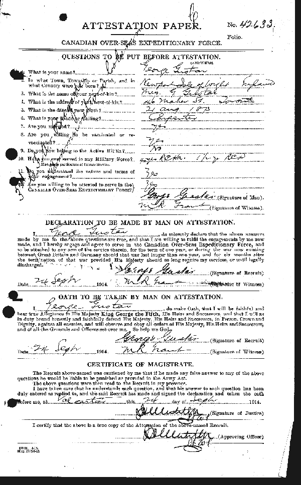 Attestation Paper (page 1)