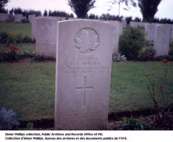 Grave marker for P.T. Mercier