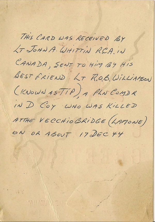 Reverse of Christmas Card