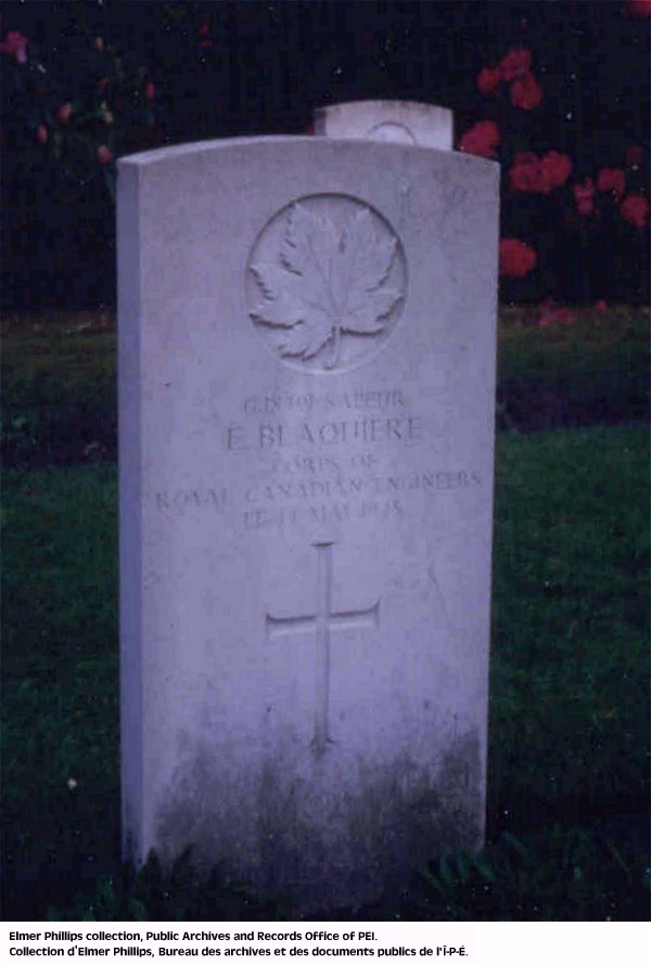 Grave marker for E. Blaquiere