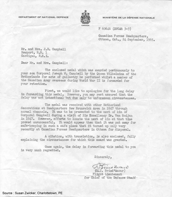Letter from DND (1965)