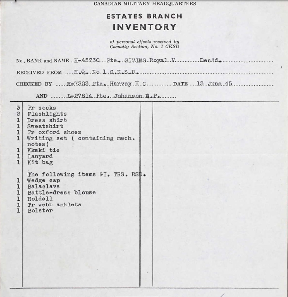 Estates Branch Inventory