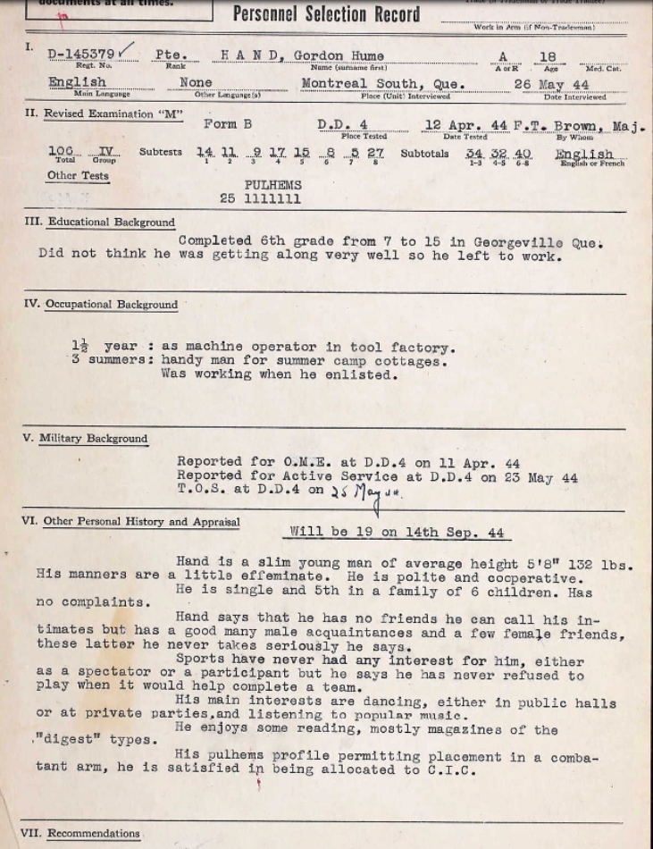 Personnel Selection Form