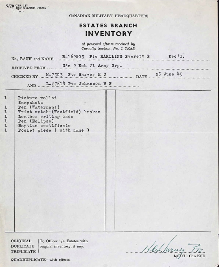 Estates Branch Inventory