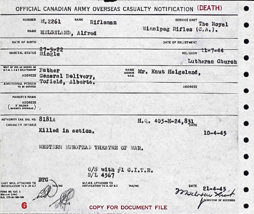 Casualty Notification Form