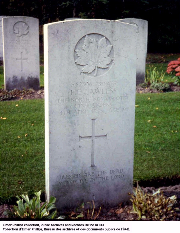 Grave marker for F.E. Lawless