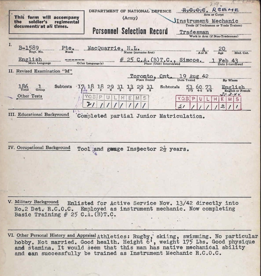Personnel Selection Form