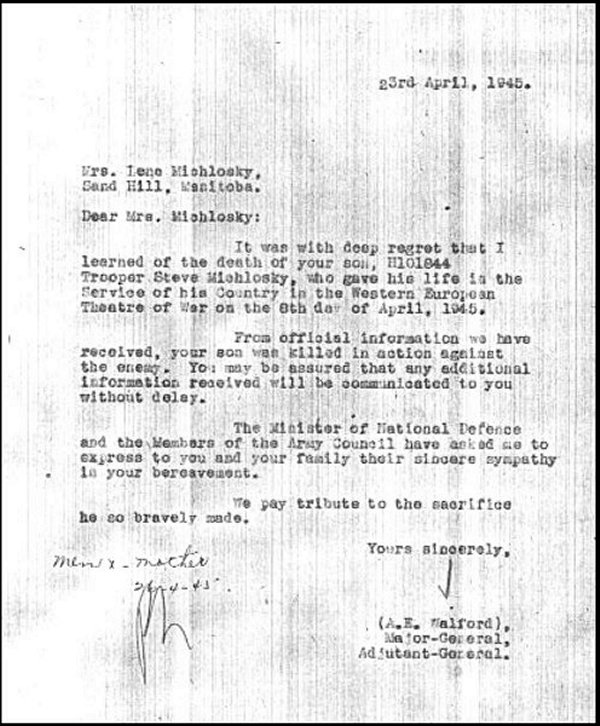 Sympathy Letter 04/45