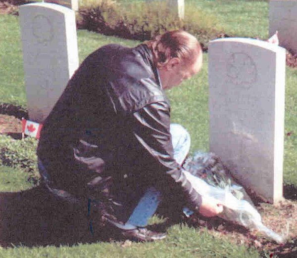 Grave marker floral tribute