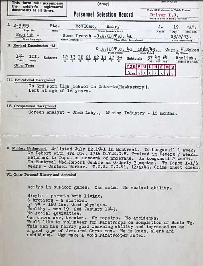 Personnel Selection Form