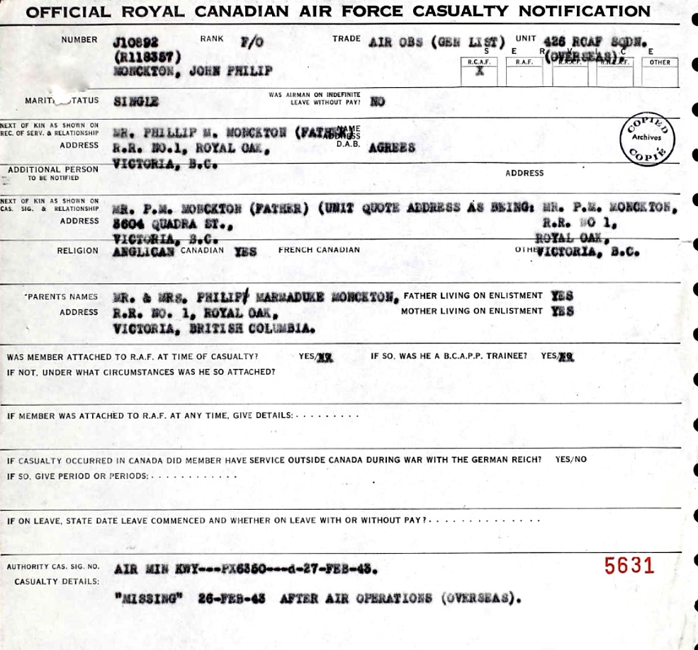 Casualty Notification Form