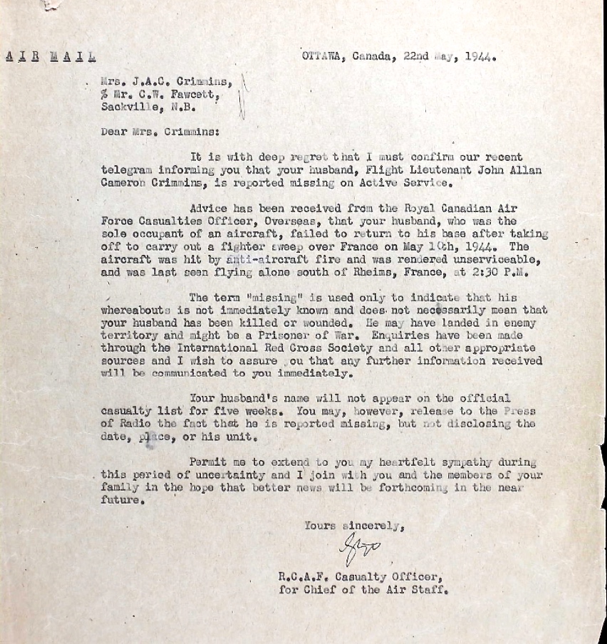 Letter of Condolences