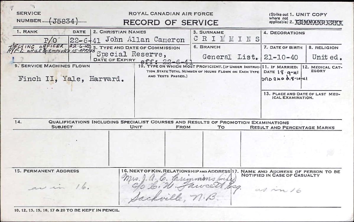 Record of Service