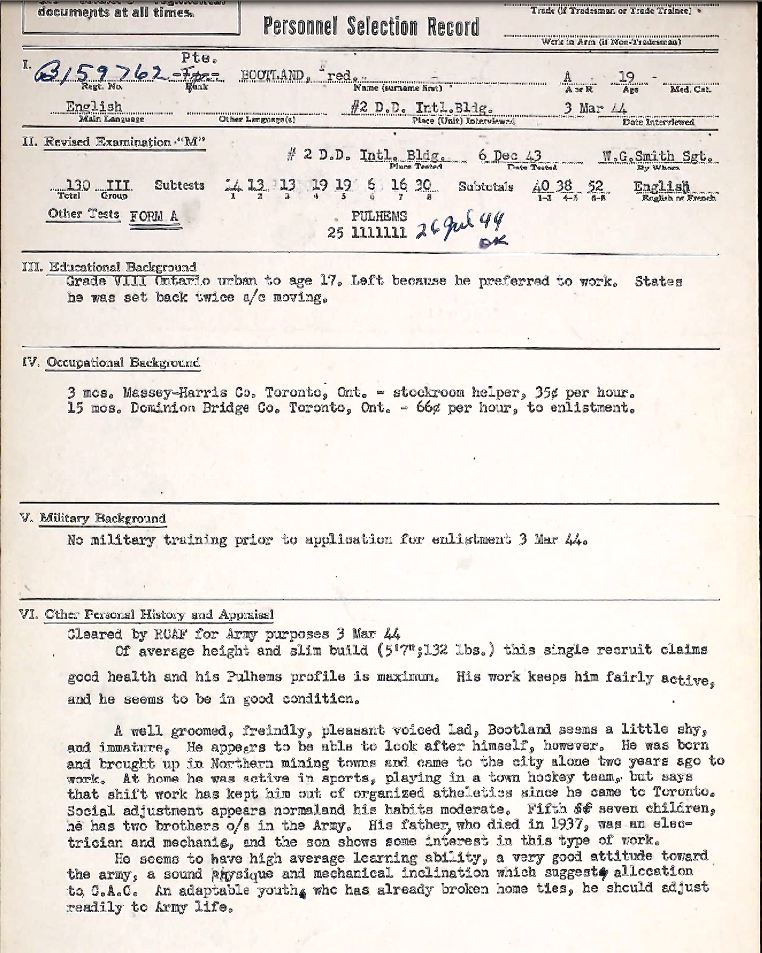 Personnel Selection Form