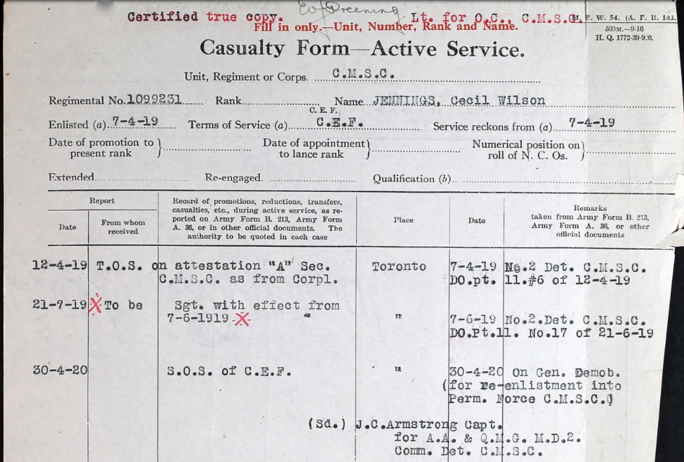 Casualty Notification Form