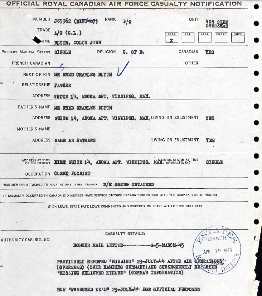 Casualty Notification Form