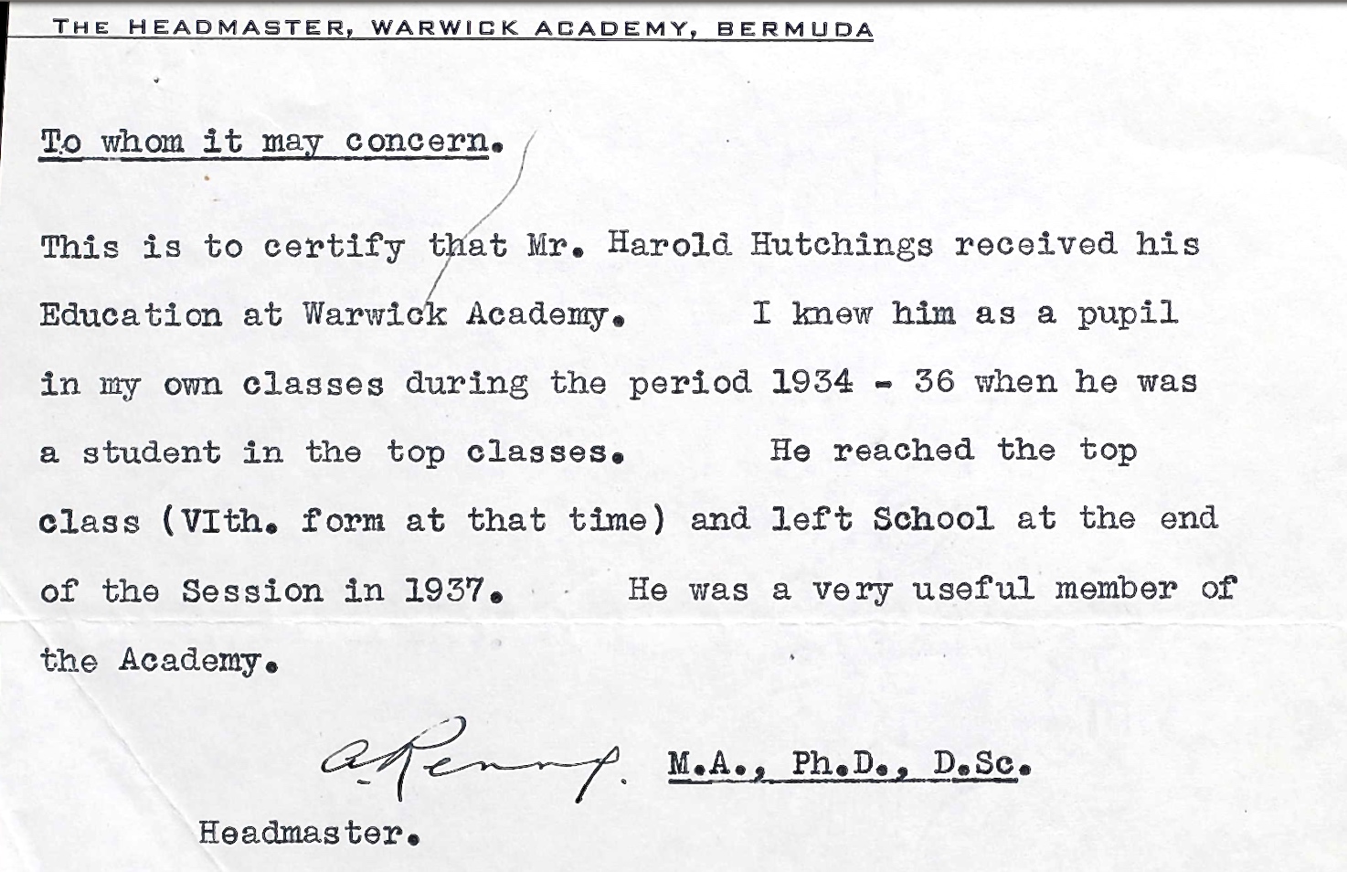 Letter of recommendation