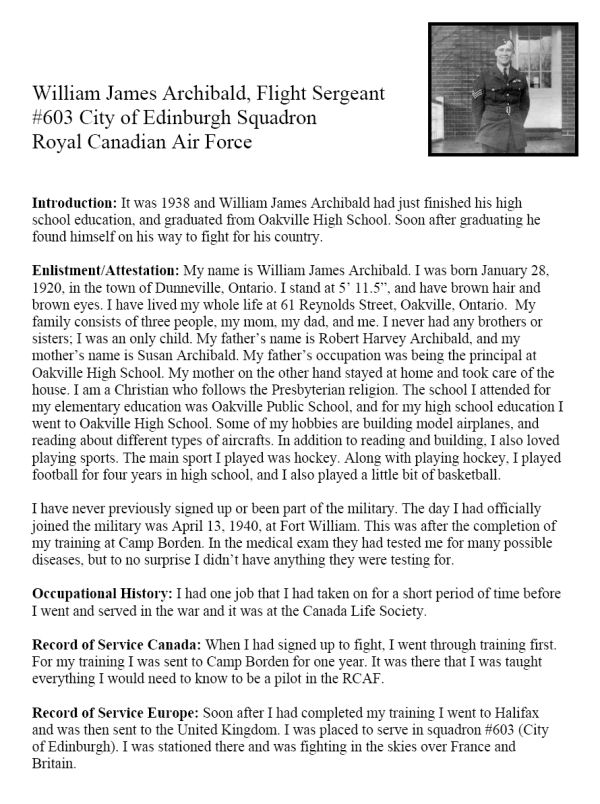 Oakville Remembers Biography