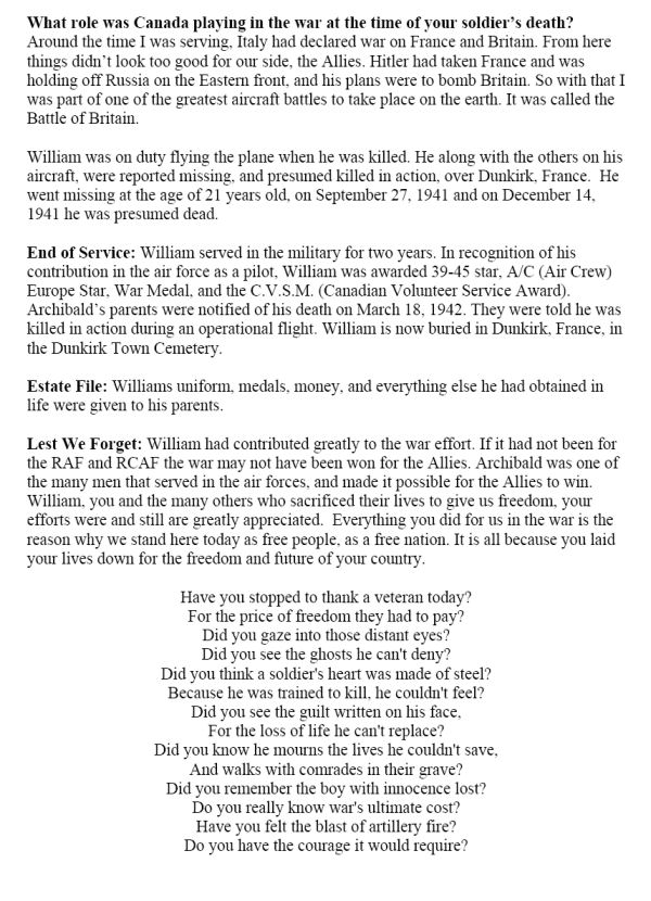 Oakville Remembers Biography (Page 2)