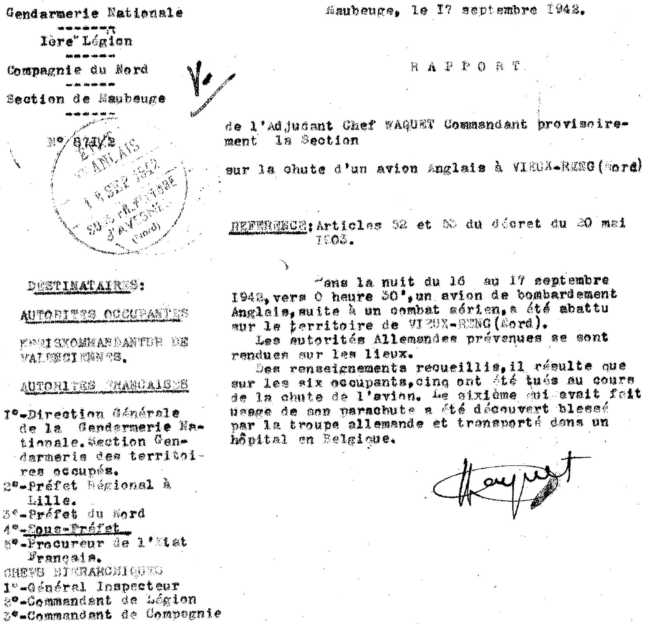 Crash Report (September 17, 1942)