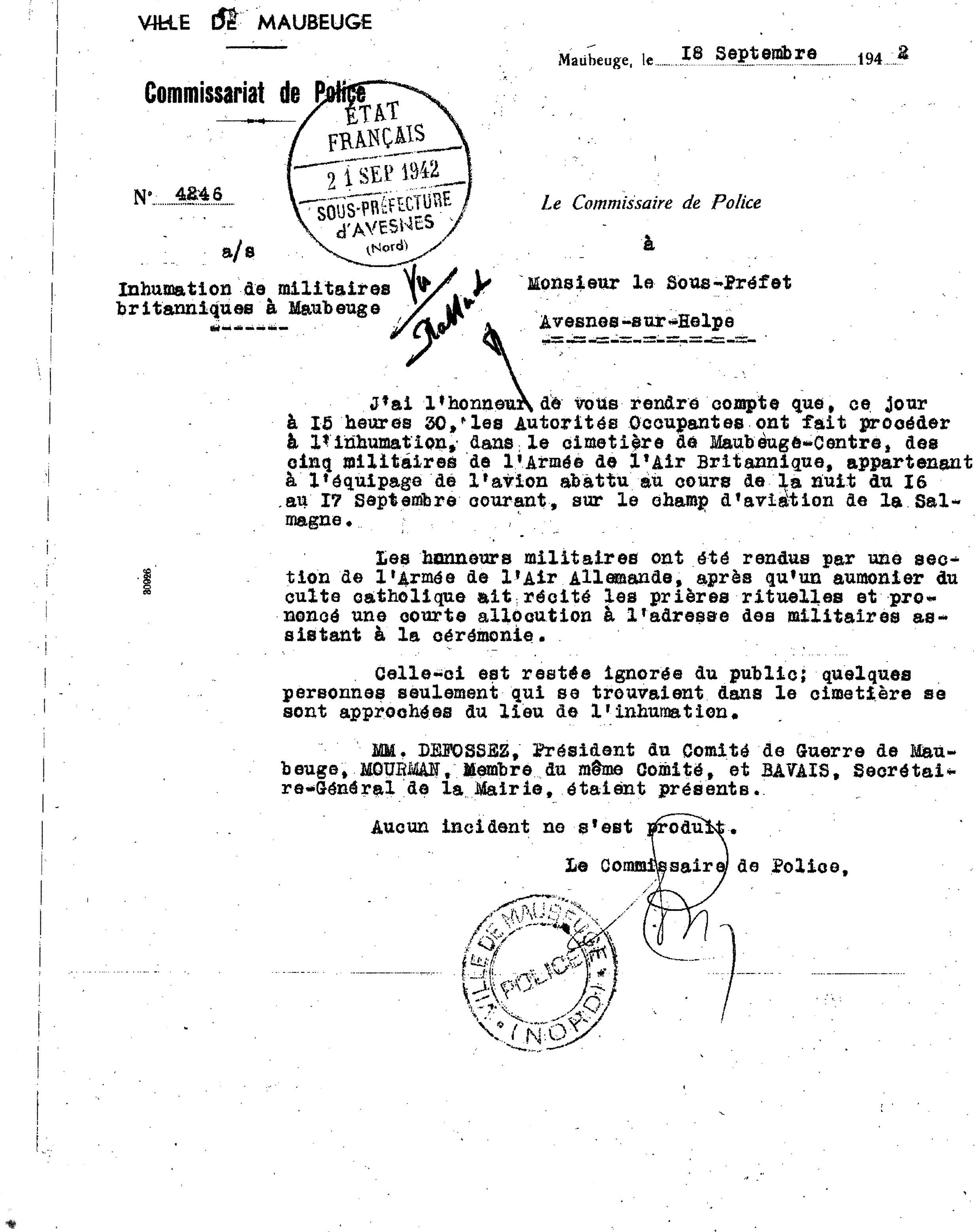 Crash Report (September 18, 1942)