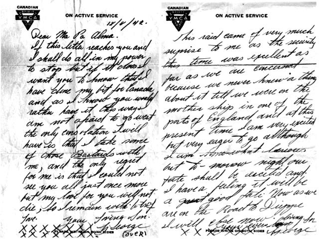 Letter from George Kerslake