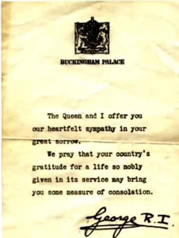 Letter from King George