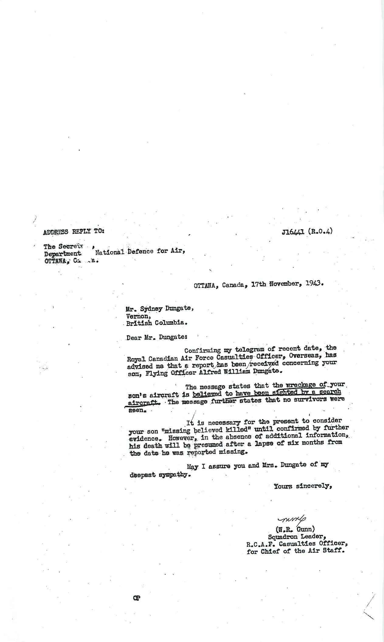 Letter (November 17, 1943)