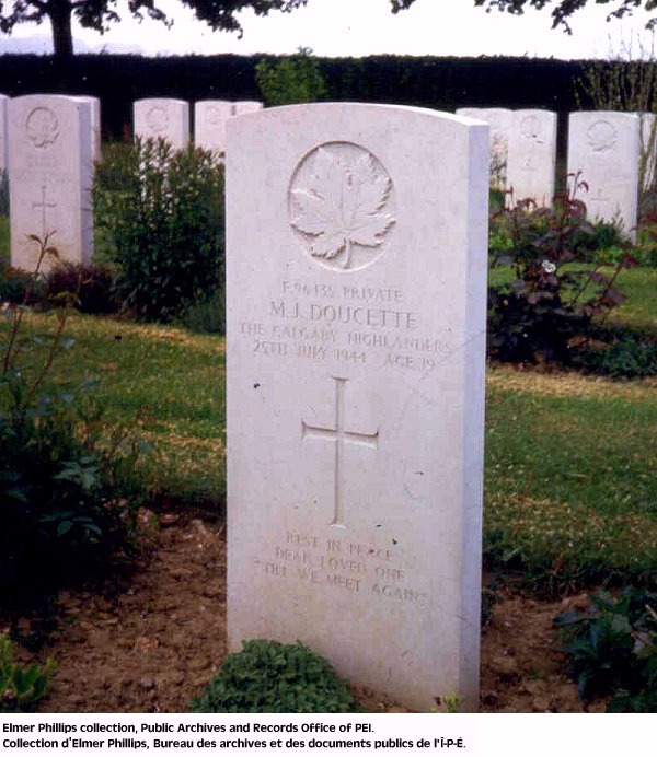 Grave marker for M.J. Doucette