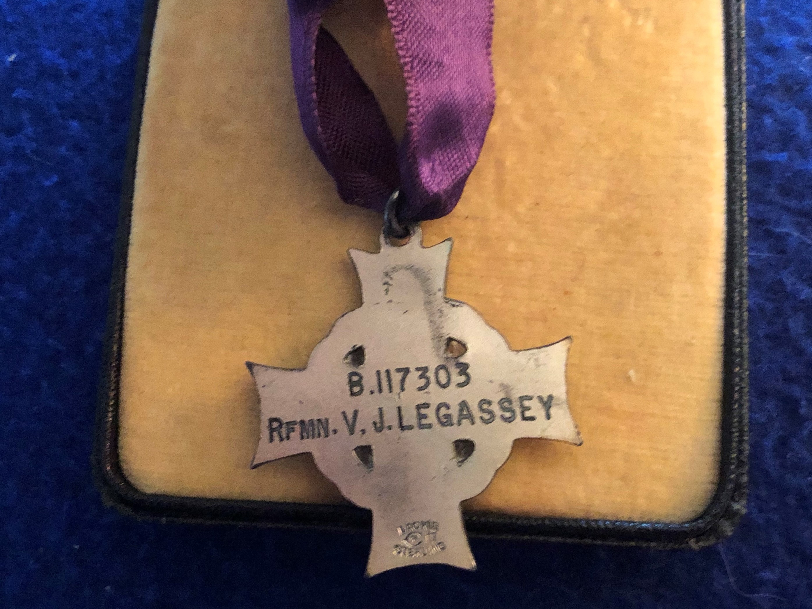 Reverse side of Memorial Cross