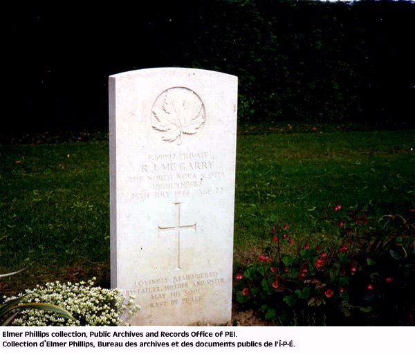 Grave marker for R.J. Mcgarry