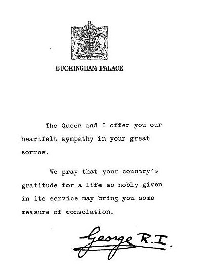 Letter from King George