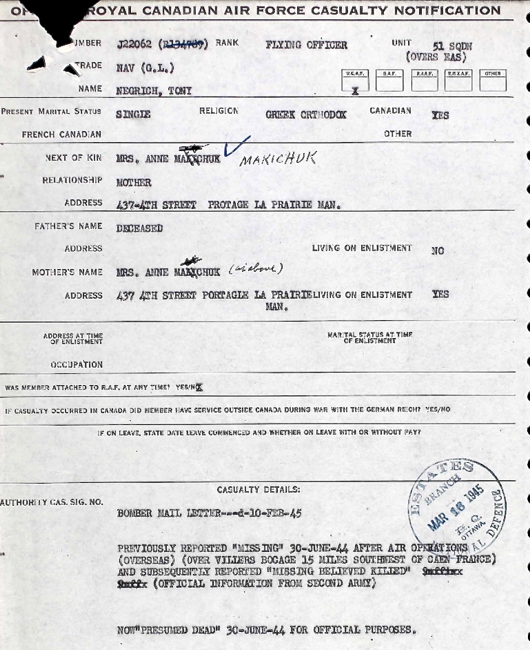 Notification of death