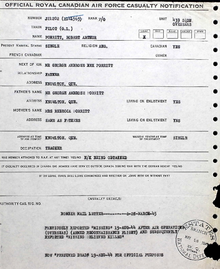 Notification of death