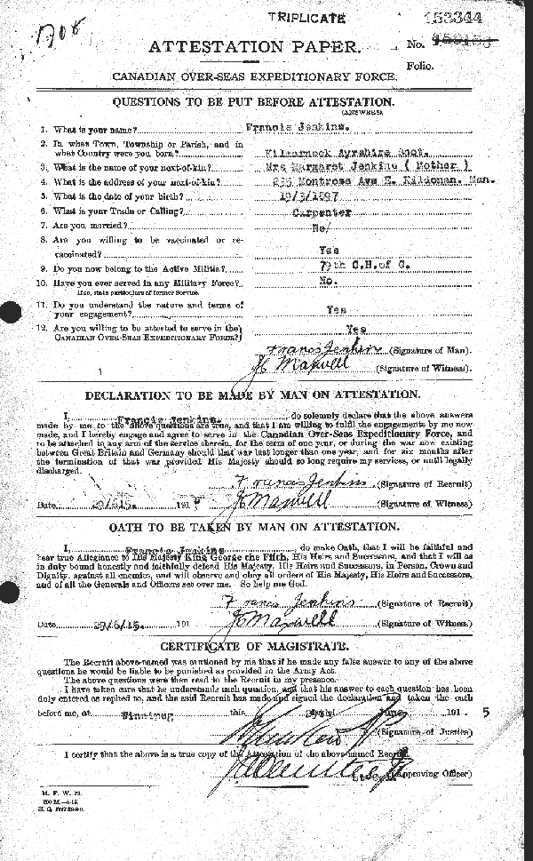 Attestation Paper (page 1)