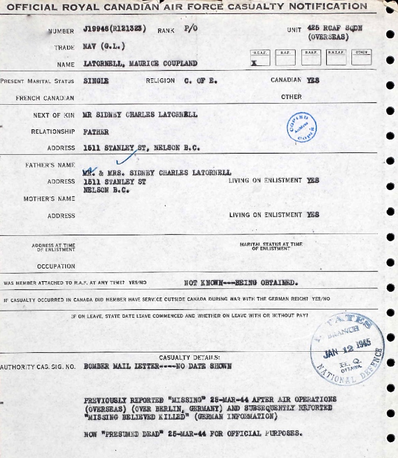 Notification of death