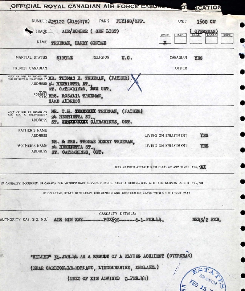 Notification of death